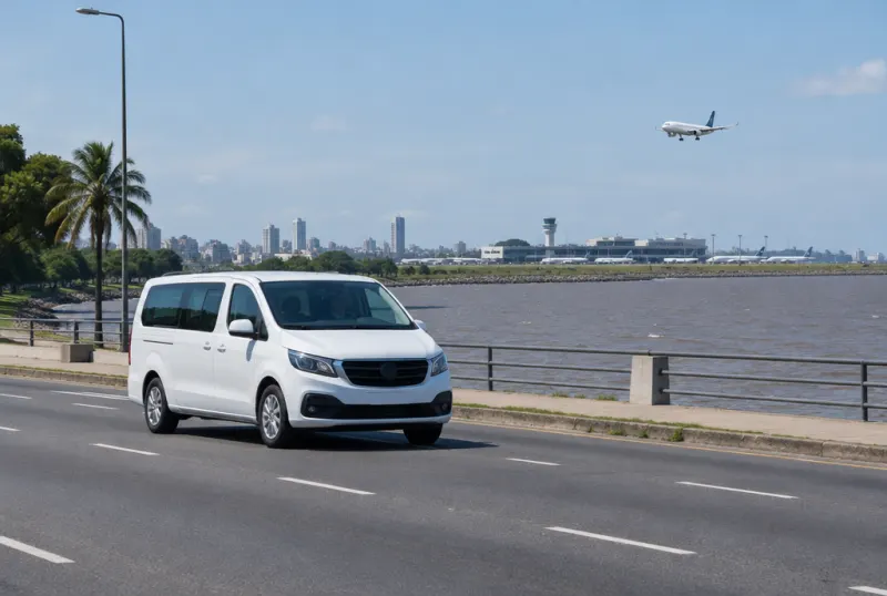 Combi en la costanera camino a Aeroparque